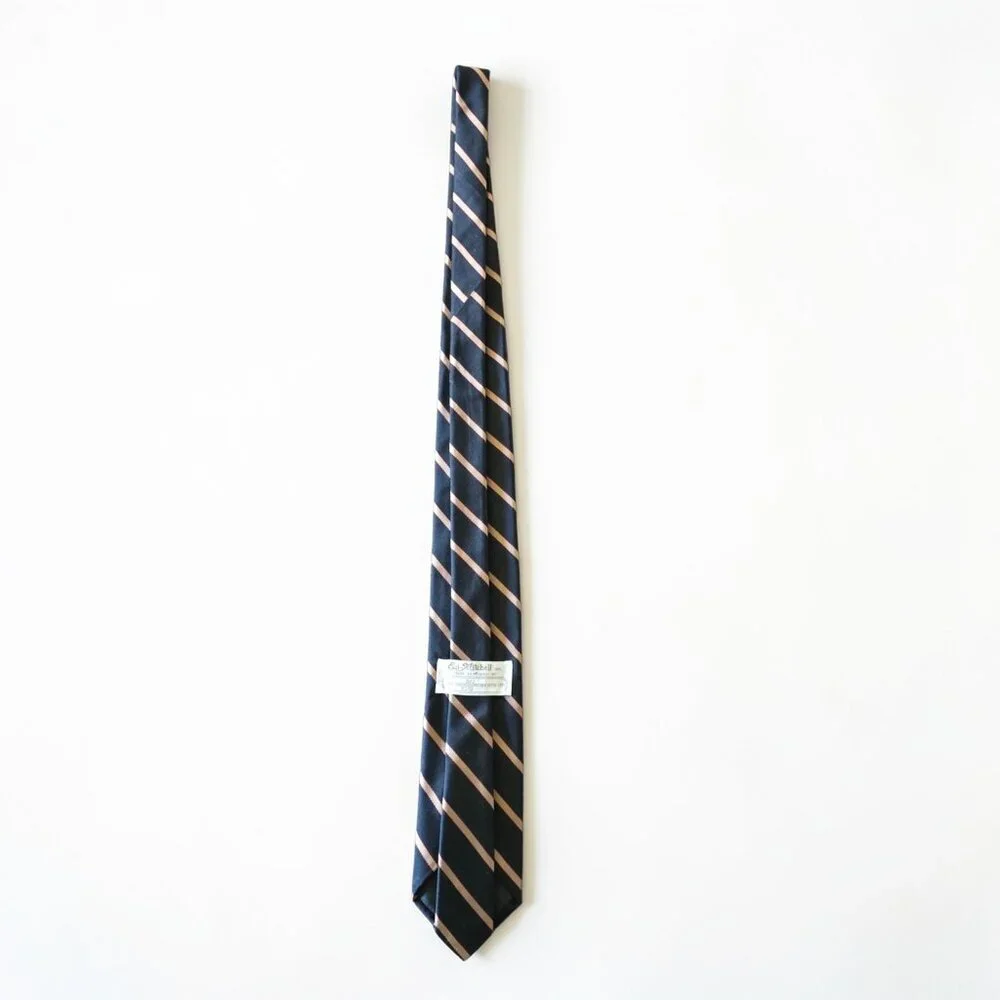 Ed Mitchell Hand Sewn Silk Tie Black Gold Red Stripe English Twill